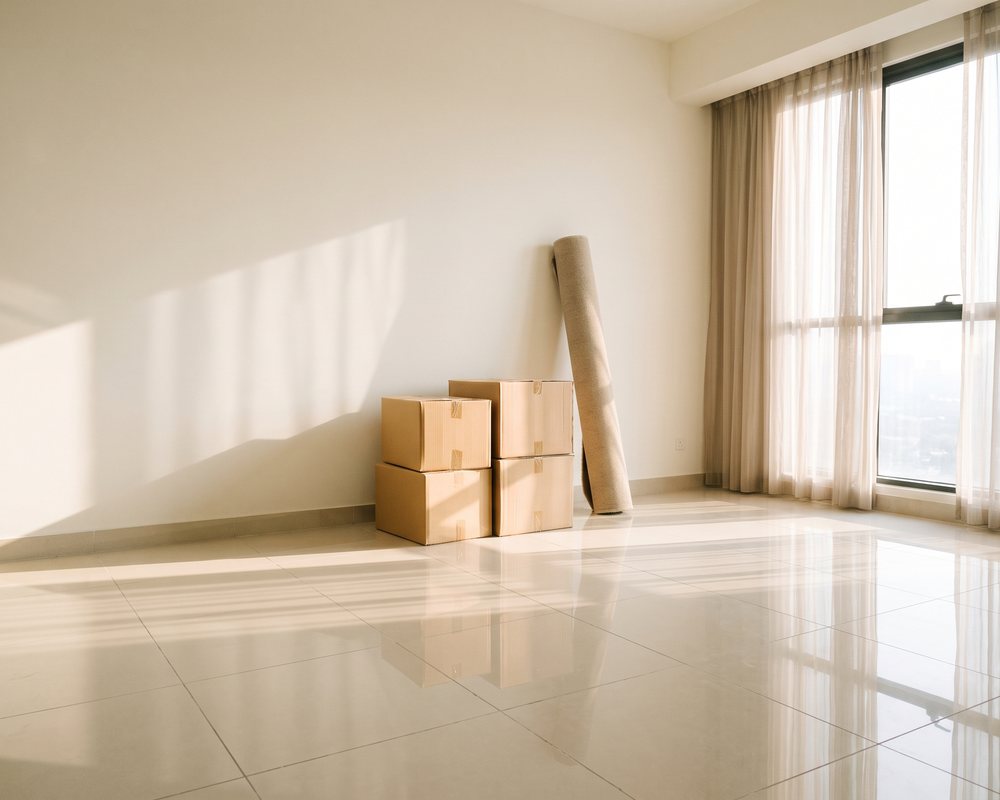 Frisch gereinigte, leere Wohnung vor dem Einzug