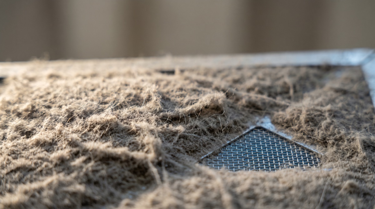 Verfilzter Luftfilter einer Klimaanlage